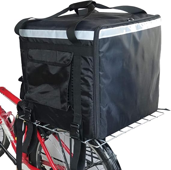 PK-140Z: Extra Large Heat Insulation Food Delivery Bag for Motorcycle, Huge Pizza Delivery Bags for Bicycle/Scooter, 2 Layers, Side Loading, 20" x 20" x 20"
