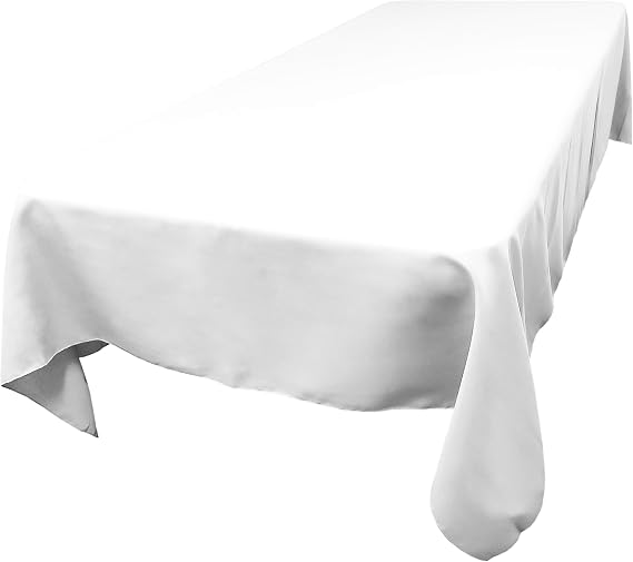 TableLinensforLess Polyester Rectangle Tablecloth, 72 Inch by 108 Inch, (White)