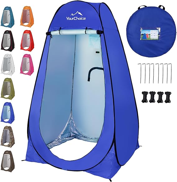 Your Choice Pop Up Shower Tent 47.2" Wx74.8/82.7" H Privacy Changing Tent | Waterproof Silver Coating Portable Shelter with Carry Bag for Camping, Beach, RV, Hiking, Fishing