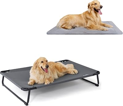 Made4Pets Outdoor Elevated Dog Bed 49x32, Dog Crate Pad Bed for Medium Large Dogs 44x32, Outdoor & Indoor Use, Gray
