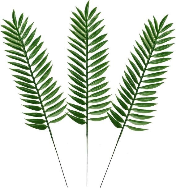 Artificial Palm Leaves 24PCS, Fake Areca Palm Stems Mini Leaves Decor Faux Greenery Stems Faux Tropical Leaves Jungle Leaf for Luau Party Home Decoration