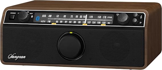 Sangean WR-12BT AM/FM/Bluetooth/AUX Analog Wooden Cabinet Receiver (Dark Walnut)