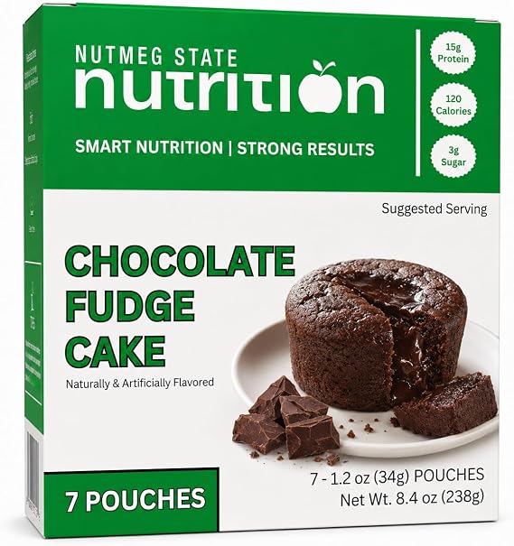 Nutmeg State Nutrition - High Protein Chocolate Mug Cake Mix, 15g Protein, 120 Calories, 3g Sugar, Low Fat, 7 Servings Per Box (1 Box (7 Servings),