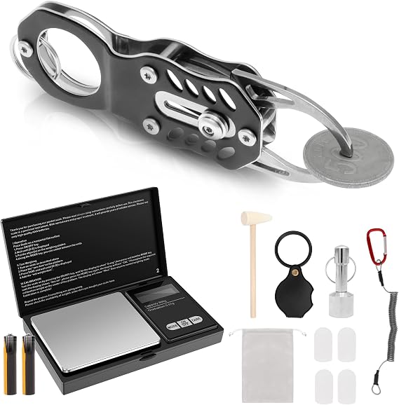 Coin Ping Tester Kit with 0.01g Digital Pocket Scale - All-in-One Gold & Silver Coin Authenticator with Resonance Pinger, 500g Precision Scale, Magnet & Loupe for Numismatic Collectors