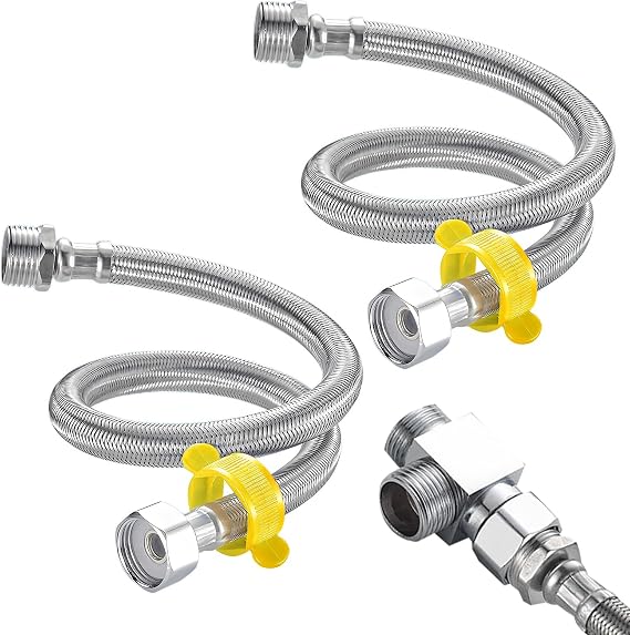 2Pack Flexible Pipe Contectors Elbow 1/2”(90°) x 1/2” BSP 30cm Long Elbowed