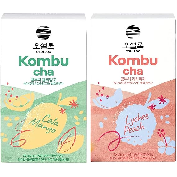 Osulloc Kombucha (Lychee & Peach Blending) & Kombucha (Calamansi & Mango Blending)