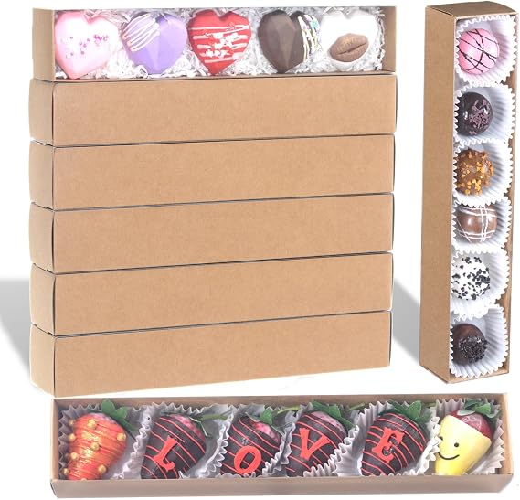 20 Pack 12x2.25x2 Inches Chocolate Covered Strawberries Boxes with Sleeves Window &Macaron boxes Truffle Chocolate,Cookies, Packaging