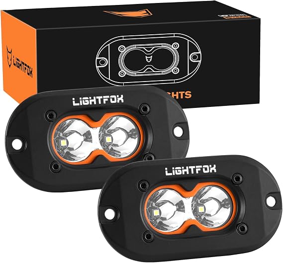 Lightfox 4.7IN Flush Mount LED Light Pods, 2PCS 30W Bumper Lights Floodlight Spotlight Combo Fog Lights, 2LED Bumper Driving Backup Reverse Work Light for Truck ATV UTV 4x4 Offroad SUV IP68-Strip