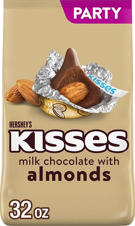 HERSHEY'S KISSES Milk Chocolate with Almonds Candy Party Pack, 32 oz