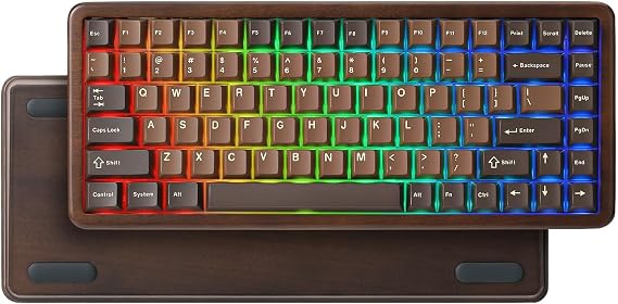 YUNZII WOOD84 75% Wireless RGB Mechanical Gaming Keyboard(Wood, Candy)
