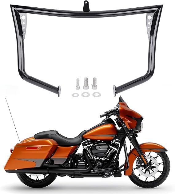 Motorcycle Highway Crash Bar Engine Guard for Harley Davidson Touring Road Glide, Street Glide, Road King, Electra Glide CVO and Trike Models 2009-2023 (Gloss Black)