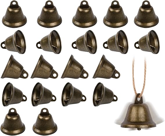 DS. DISTINCTIVE STYLE 20Pcs Bronze Jingle Bells (1.5"X1.4") Small Bells for Crafts Christmas Craft Bells for Christmas Tree Decor, Copper Bells
