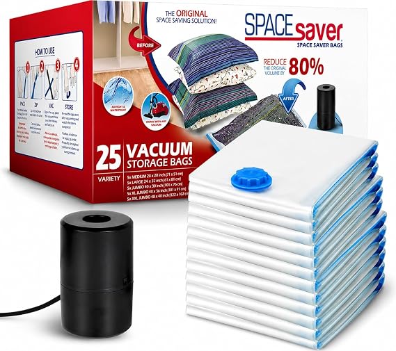 Spacesaver 25 Vacuum Storage Bags with Electric Pump Variety