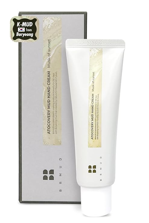 BRMUD Atocovery Mud Hand Cream #Musk of Sunset - Moisturizing Perfumed Hand Moisturizer - Non Greasy Lightweight - Itchness Relief with Panthenol and Ceramide, 1.69 fl.oz.