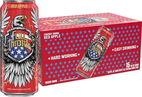 Full Throttle Red Apple: Hard-Working Energy Drink. 16 Fl oz (Pack of 15)