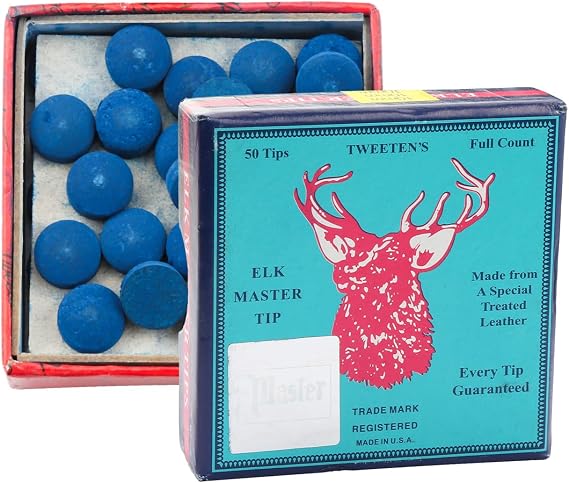 50pcs Blue Snooker Cue Tips,10mm Leather Replacement Pool Tips,Billiard Accessories for Pool & Snooker Cues