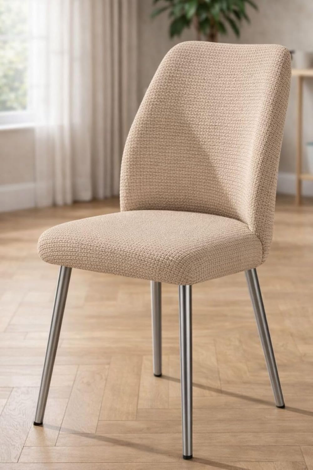 OVAL Sandalye Kılıfı Büyük oval Likralı Yıkanabilir Streç Lastikli Sandalye Örtüsü KREM RENGİ (vizon)