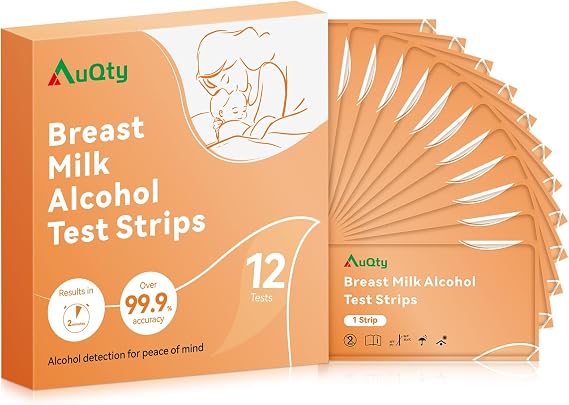 Breast Milk Alcohol Test Strips, Detects Alcohol in 2 Minutes Alcohol Test Strips for Breast Milk, Fast and Easy to Use for Breastfeeding Moms (Pack of 12)