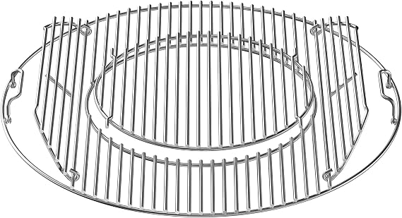 Skyflame Charkettle Stainless Steel Double-Side Hinged Grill Grid with Handle, Replacement Round Cooking Grate Compatible with Weber 22" Kettle Grills, Performer and Master-Touch
