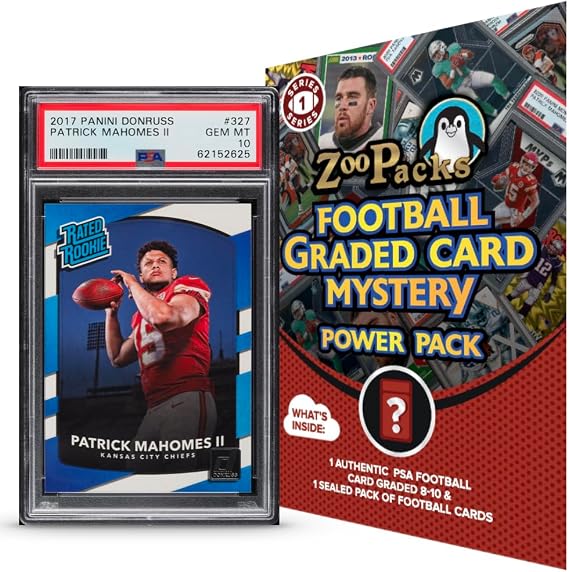 PSA Football Graded Card Mystery Pack | PSA Graded Soccer Card | PSA Grade 8+  | Contains One PSA Graded Vintage, Rookie, Legend or Current Star | by Zoo Packs