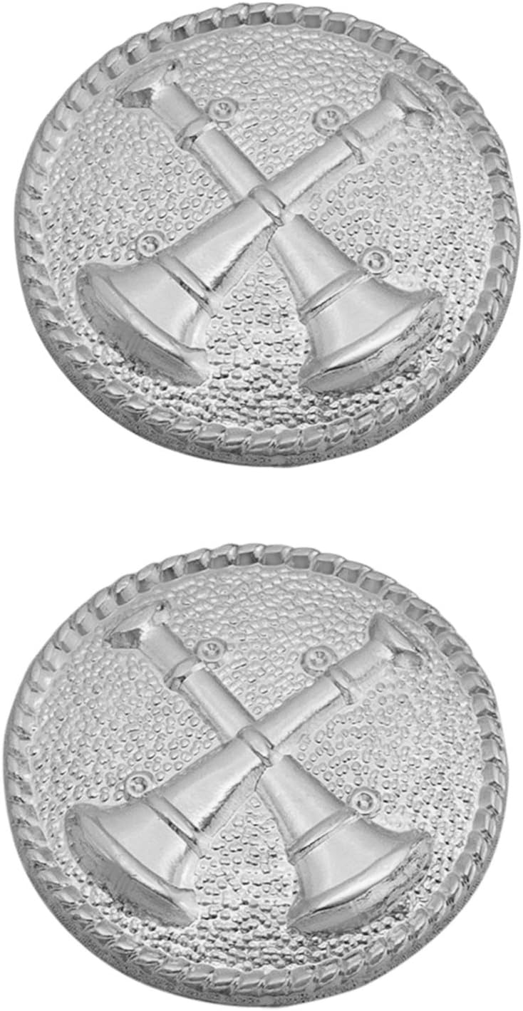 Smith & Warren Two Crossed Fire Battalion Chief Bugles On Round Disc Collar Insignia Silver Finish Fire Uniform Pin