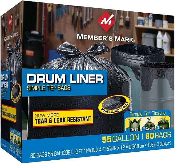 Member's Mark Simple Tie Drum Liner - 55 gal - 80 Count