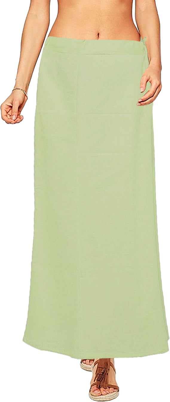 Underskirt Cotton Petticoat Women's Inskirt Saree Indian Inner Wear Free Size Light Green