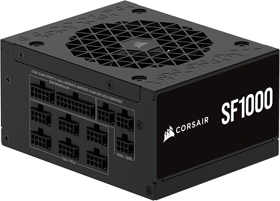 CORSAIR SF1000 (2024) Fully Modular SFX Low Noise 80 Plus Platinum Power Supply – ATX 3.1 Compliant – PCIe 5.1 Ready – Small Form Factor – SFX-to-ATX Bracket Included – Black