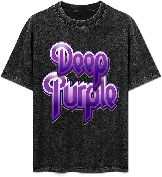 Men's Women's Deep Music Purple Band Oversized T-Shirts Vintage Round Neck Short Sleeve Shirt for Men Women 2XL