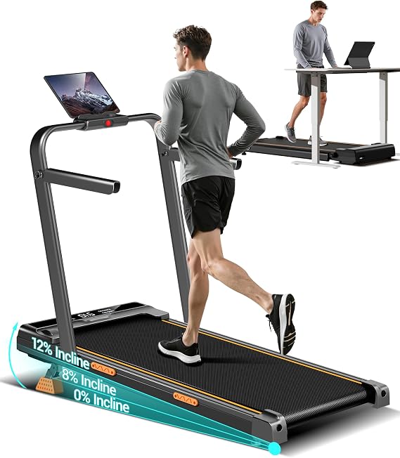 3-in-1 Walking Pad Treadmill with Handles 2.5HP Walking Pad with 12% Incline Quiet Portable Folding Treadmill for Home Office 330LBS Weight Capacity with Remote Control