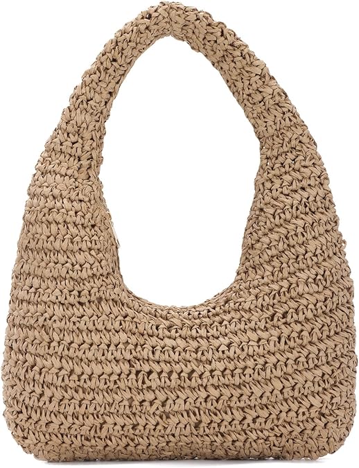 Summer Beach Straw Hobo Bag for Women 2025 Casual Raffia Vacation Tote HandBag