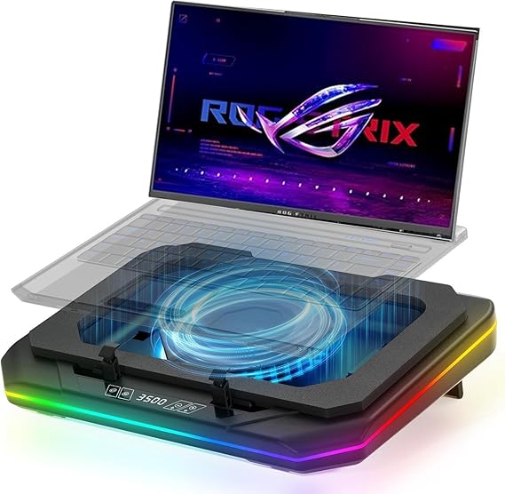 Cooling Pad for Asus ROG Strix Scar 18 G834 G834JZ Gaming Laptop Cooler with Powerful Turbo Cooling Fan Can Fast Cooling CPU+GPU 40C, Variable Speed,6 RGB Light, 3 USB-A