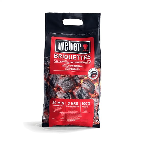 Weber Charcoal Briquet, Charcoal 8.8 lbs 4 kg, Long Lasting Effect, Long