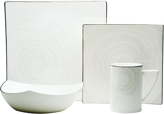 Red Vanilla OR200-904 4 Piece Orbit Place Setting, White