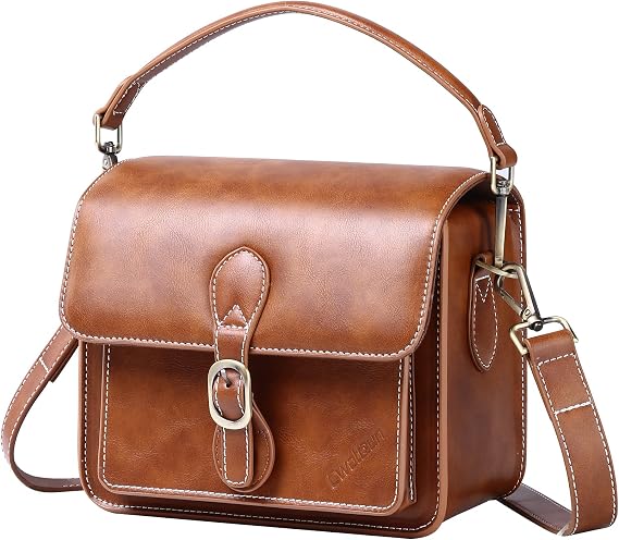 Cwatcun Retro Camera Sling Bag, Compact Crossbody Case for DSLR/Mirrorless