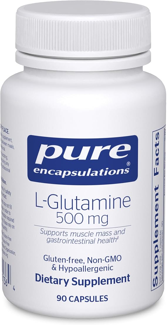Pure Encapsulations L-Glutamine 500 mg, 90 Capsules | Supplement for Immune and Digestive Support, Gut Health and Lining, Metabolism, and Muscle Support*