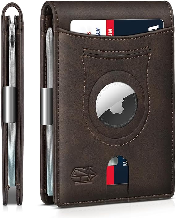 Zitahli Men's Wallets Airtag Holder Slim Rfid Leather with Gift Box