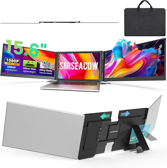 15.6" Laptop Screen Extender, 1080P FHD Ultra-Slim Triple Portable Monitor