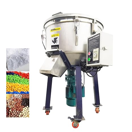 INTSUPERMAI Industrial Vertical Powder Mixer, 110LB (50KG) 1500W Dry & Wet Plastic Granules Blender, SUS304 Stainless Steel Mixing Machine for PP PVC PC ABS Pellets, 110V