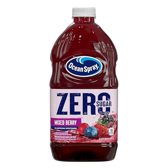 Ocean Spray ZERO Sugar Mixed Berry Juice Drink, Cranberry Juice Drink Sweetened with Stevia, 64 Fl Oz Bottle