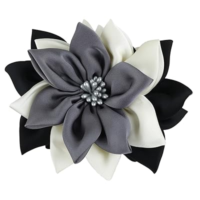 Merdia Jaw Hair Claw Clips with Sharp Leaf Flower Design | Cute Claw Clips for Women, Girls | Colors: Black, White, Grey