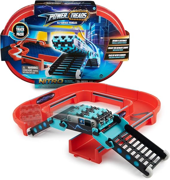 Power Treads - Nitro Stunt Pack - All-Surface Toy Vehicles - 30+ Pieces, Multicolor