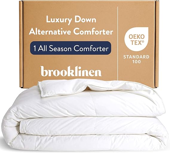 Brooklinen Heavyweight Down Alternative Comforter - Full/Queen - Extra Warm Winter Duvet Insert - Thick, Cozy 100% Cotton Sateen Shell, Baffle Box Construction - Luxury Plush Bedding