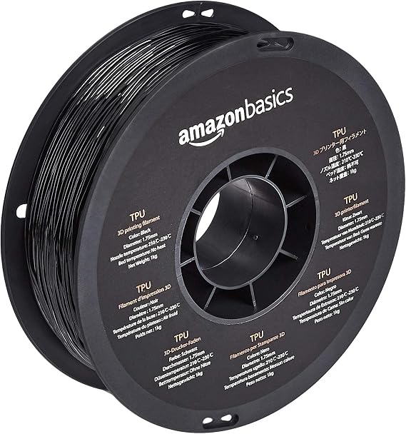 Amazon Basics 1 kg Spool of 3D Printer Filament with Diameter of 1.75 mm (+/- 0.05 mm), Black