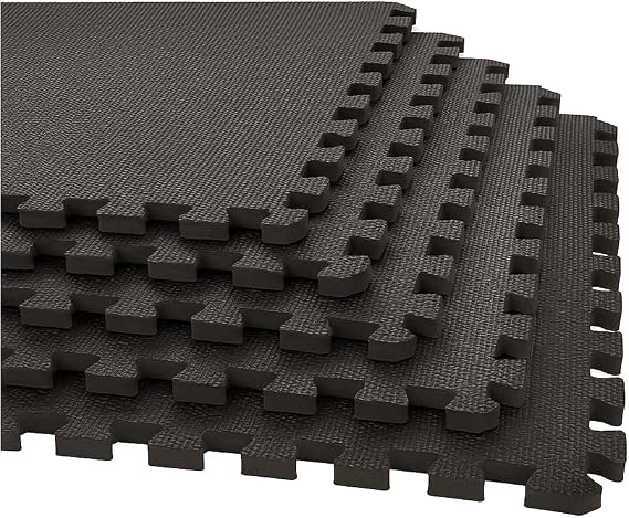 Interlocking EVA Foam Floor Mats – 60x60cm Soft Exercise Tiles for Gym, Home, Garage, Yoga, Kids Playroom – Protective, Non-Slip Puzzle Mats for Workouts & Weights (Black Dot, 8 Mats (32sq.ft))
