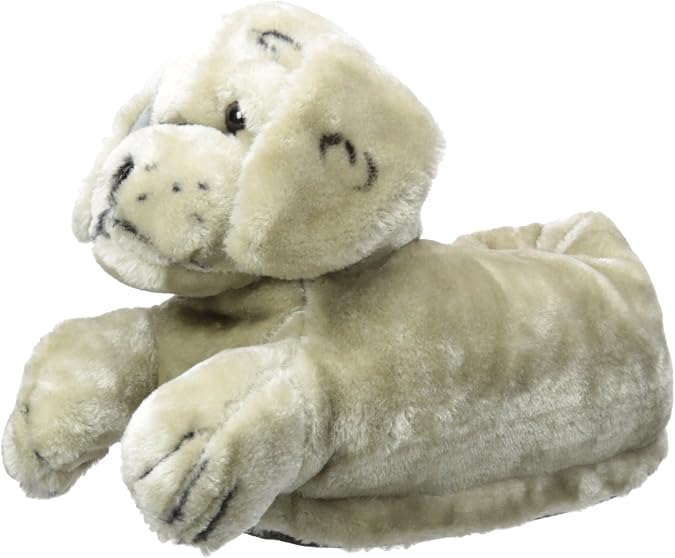 Happy Feet Slippers Gray Puppy Animal Slippers for Adults and Kids, Cozy and Comfortable, As Seen on Shark Tank (Small)