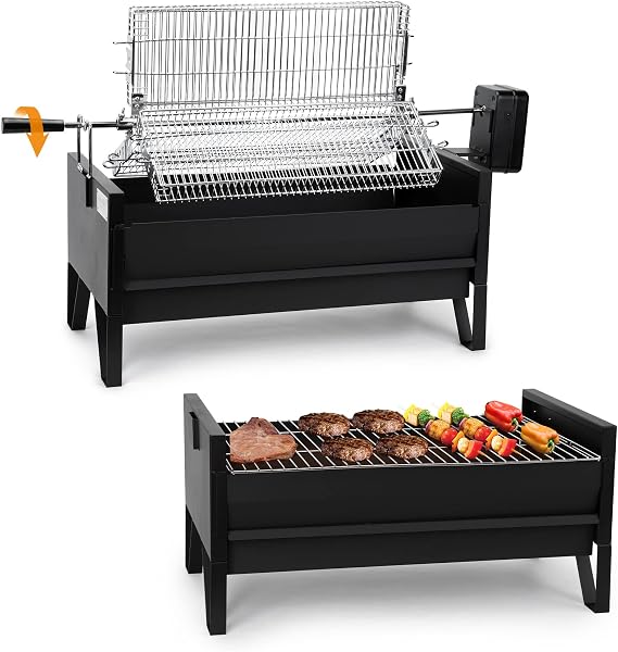 ONLYFIRE GRILLS 2-IN-1 Charcoal Grill with 3 Rotisserie Baskets & BBQ Grate