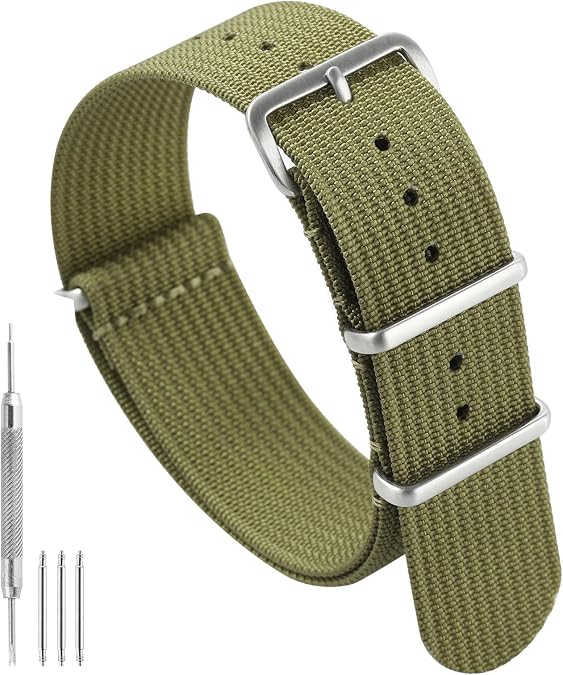 TACTICAL FROG Nylon Watch Band 18mm 19 mm 20mm 22 mm 24 mm, Waterproof Military Watch Straps Replacement for Men Women, With Stainless Steel Buckle