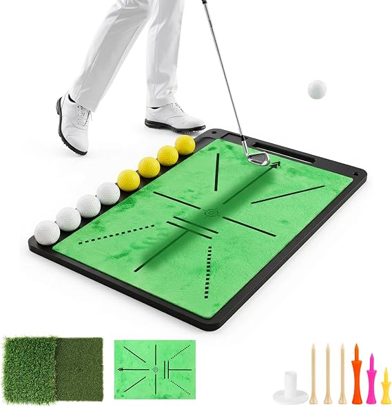 Golf Hitting Mat, Golf Practice Mat for Swing Path Feedback, Indoor Outdoor