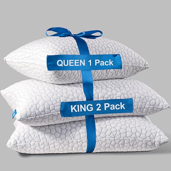 QUTOOL Cooling Bed Pillows King Pillows 2 Pack & Queen 1 Pack